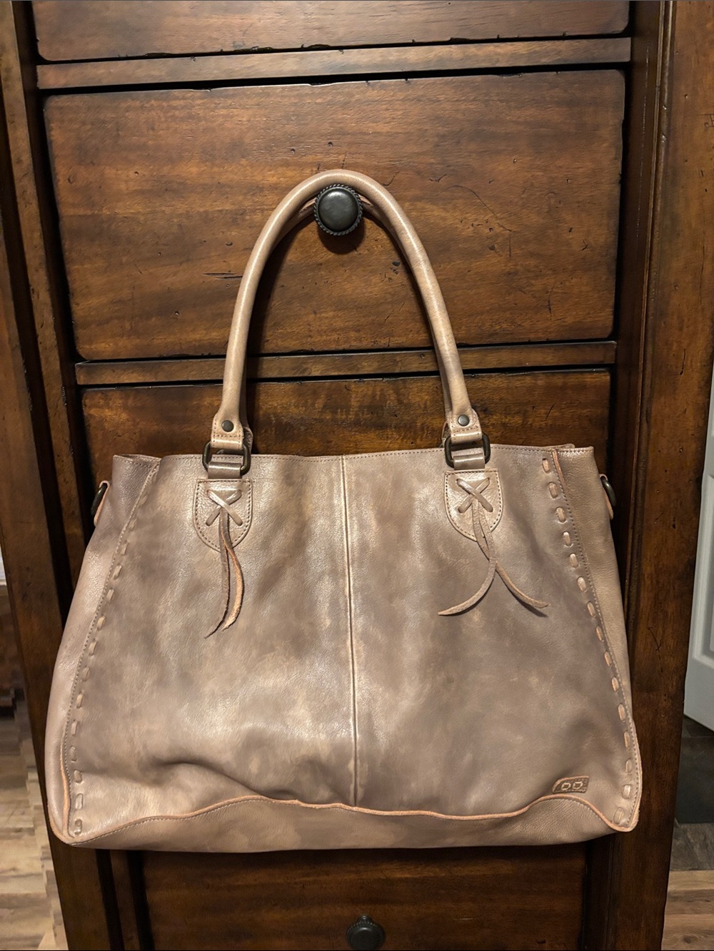 BED|STU (Taupe Driftwood) Leather Convertible Tote/Shoulder Satchel Bag (NWOT)
